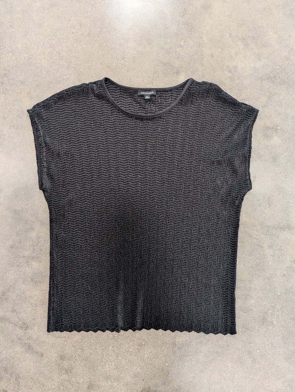 Notations Y2K Black Wave-Texture Short Sleeve Tee